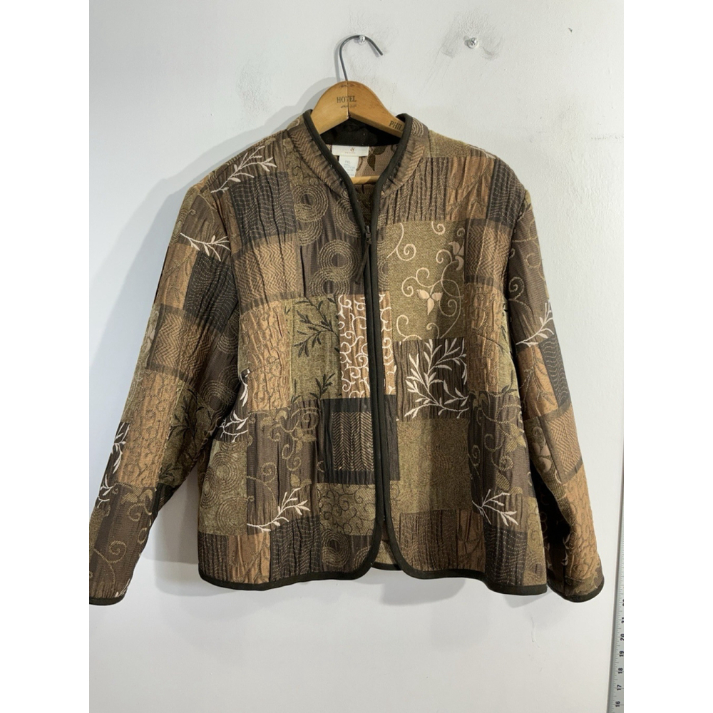 Womans Presswick & Moore Petite Fashion Jacket PXL Brown Tapestry Zip
